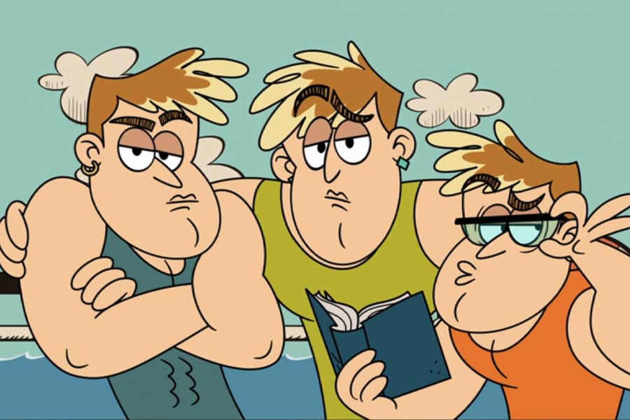 three buff dudes in tank tops making pouty faces